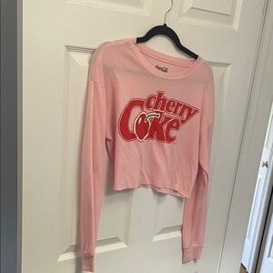 Coca Cola Cherry Coke Pink Long Sleeve Graphic Top